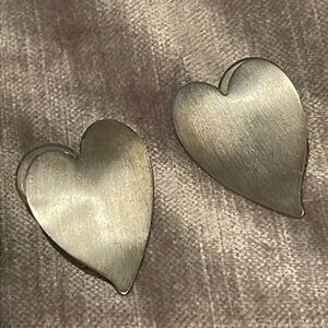 Anne Harvey Sterling Silver 925 Abstract Heat Earrings Brushed Silver